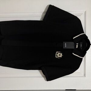 AMIRI Black Polo with Cream Crest and Collar Trim